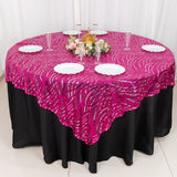 Enhance Your Event with the Fuchsia Silver Wave Mesh Square Table Overlay