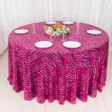 Add Elegance and Glamour with the Fuchsia Silver Wave Mesh Round Tablecloth