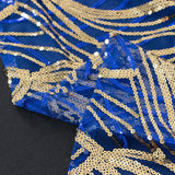 Transform Your Event with the Royal Blue Gold Wave Mesh Round Tablecloth