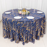 Create a Luxurious and Memorable Event with the Royal Blue Gold Wave Mesh Round Tablecloth
